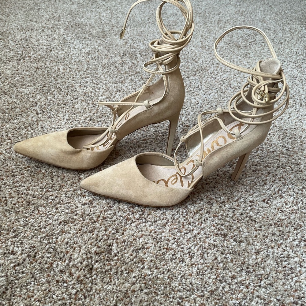 Sam Edelman Women's Dayna High Heels Sand Size 7 Pointed Toe Feminine